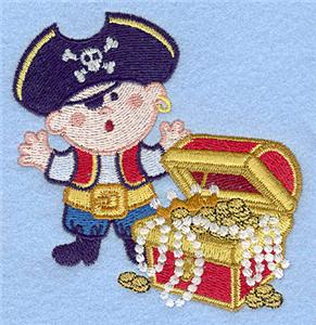 Pirate with treasure chest small