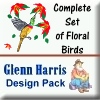 Complete Set of Floral Birds