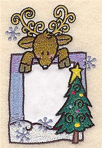 Reindeer with Christmas tree small applique