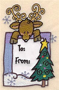 Reindeer with Christmas tree large applique