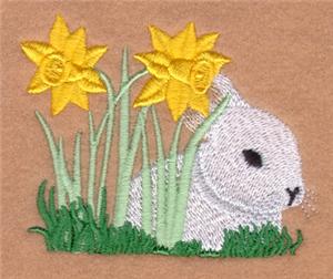 White Bunny with Flowers