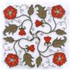 Jacobean Red Flower Square