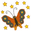 Butterfly Applique with Stars (Square Hoop)