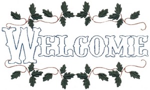 Welcome Outline with Leaf Borders