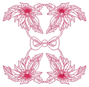 Linked Poinsettias - Redwork (Square Hoop)