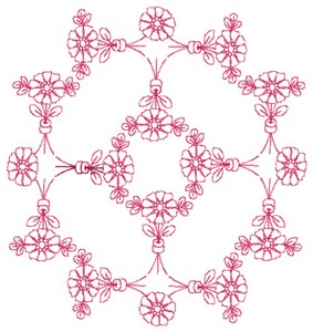 Daisy Rings - Redwork (Square Hoop)