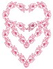 Double Heart Flowers - Redwork (Square Hoop)