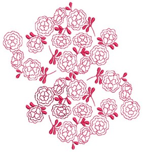 Floral Cluster - Redwork (Square Hoop)