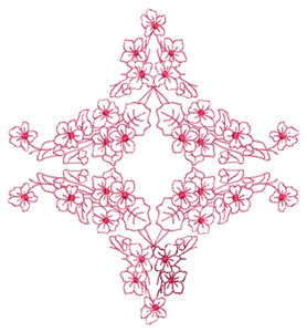 Floral Diamond - Redwork (Square Hoop)