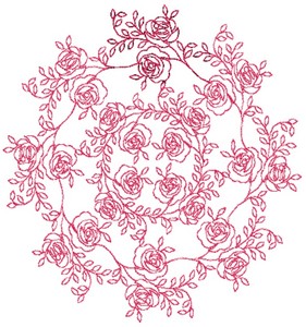 Rose Rings - Redwork (Square Hoop)