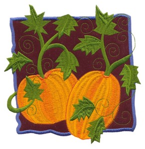 Pumpkin Applique (Square Hoop)