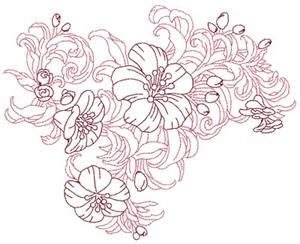 Yellow trumpet cluster horizontal redwork Embroidery Design by Adorable ...