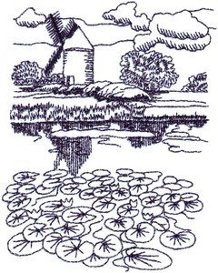 Windmill Lilypad Pond Landscape / small