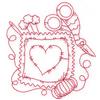 Pillow with heart redwork small