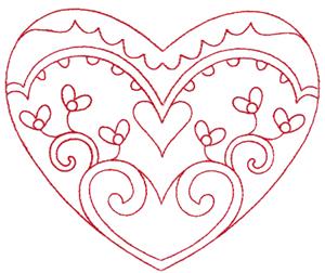 Redwork Valentine's Heart 1