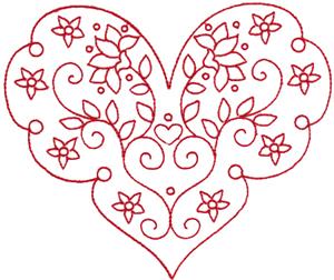 Redwork Valentine's Heart 4