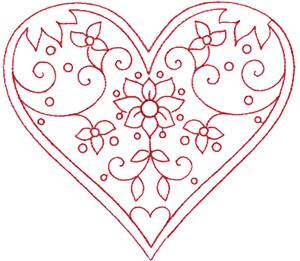 Redwork Valentine's Heart 6