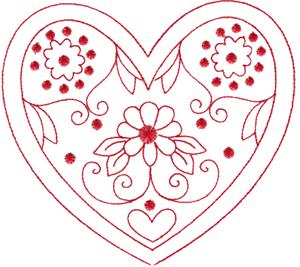 Redwork Valentine's Heart 9