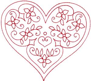 Redwork Valentine's Heart 12