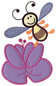 Bee with water lily triple applique