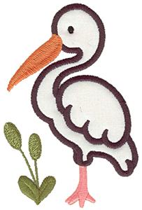 Egret applique with bull rushes
