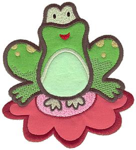 Frog on lily pad applique
