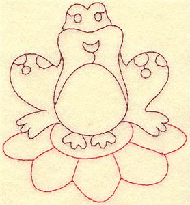 Frog on lily pad redwork