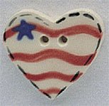 The Button Collection by Mill Hill / Large Heart With Star & Flag Button