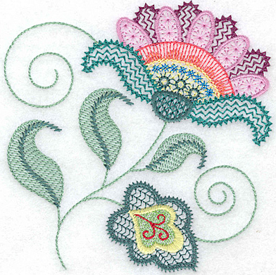 Floral W Embroidery Design by John Deer's Embroidery Legacy