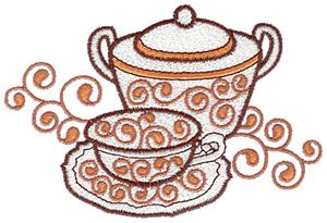 Sugar bowl and teacup large