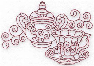 Teacup and sugar bowl redwork