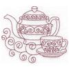 Teapot and teacup redwork