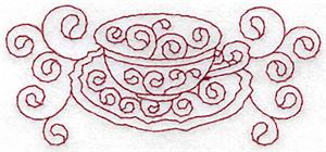 Teacup and saucer redwork