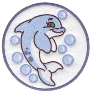 Dolphin and bubbles in applique