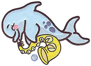 Dolphin applique with horn