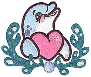 Dolphin and heart triple applique