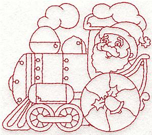 Locomotive with Santa redwork
