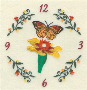 Floral Vine & Butterfly Clock 6 1/2"