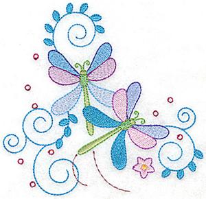 Dragonflies swirls & flower large