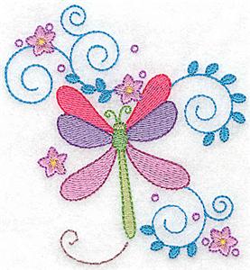 Dragonfly swirls & flowers small