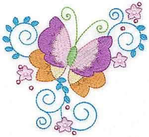 Butterfly flowers & swirls small