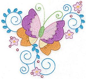 Butterfly flowers & swirls large