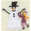 Christmas Village Girl and Snowman