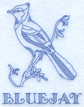 Bluejay Outline Embroidery Design