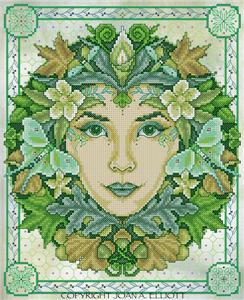 Green Goddess Cross Stitch Pattern