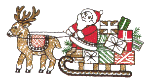 Santa with his sled and reindeer