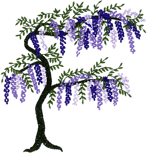 Wisteria Tree Embroidery Design by Cactus Punch