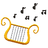 Harp with Music Notes