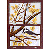 Chickadee in Tree in Window Frame, appliquéd