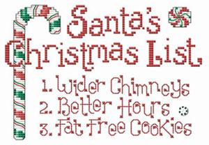 Santa's Christmas List Cross Stitch Pattern